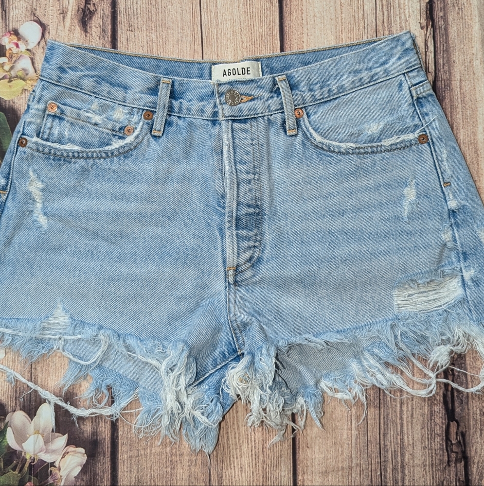 Agolde Parker Distressed Denim Shorts Sz 27
